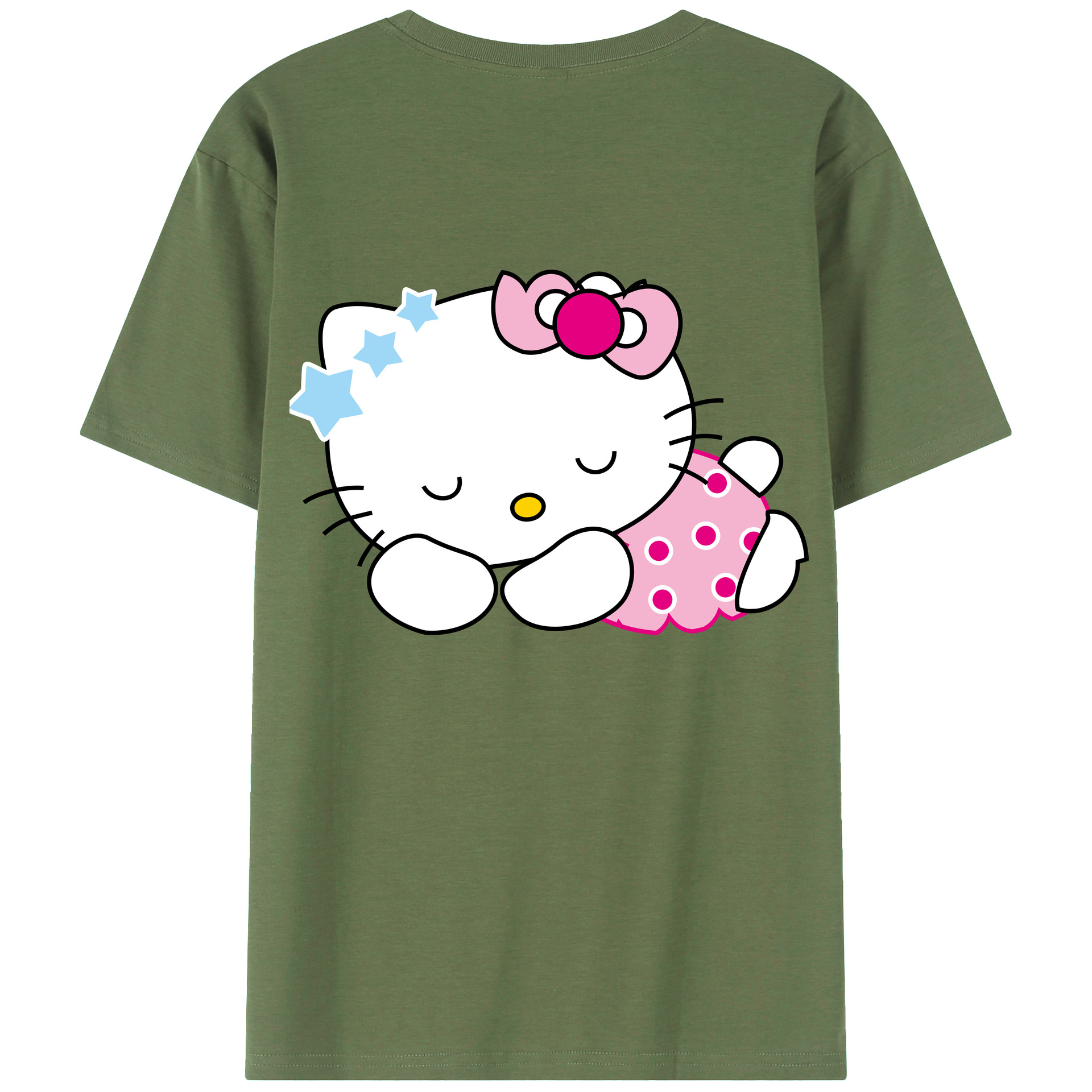 （画像用） Hello Kitty ハローキティ 綿100％ メンズ半袖Tシャツ（バックプリント） 通気性